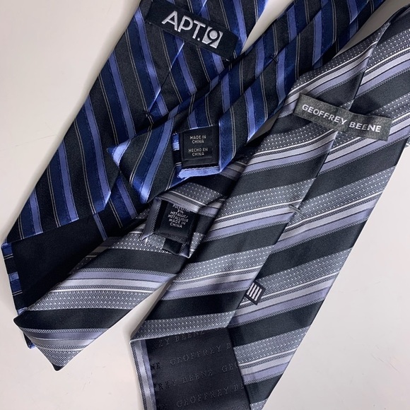 Men’s bundle neckties Stormy Skies Stripe blue Ties Professional Color block - Picture 4 of 5